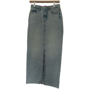 Joe Fresh Long Straight Denim Skirt in Washed Blue-Grey